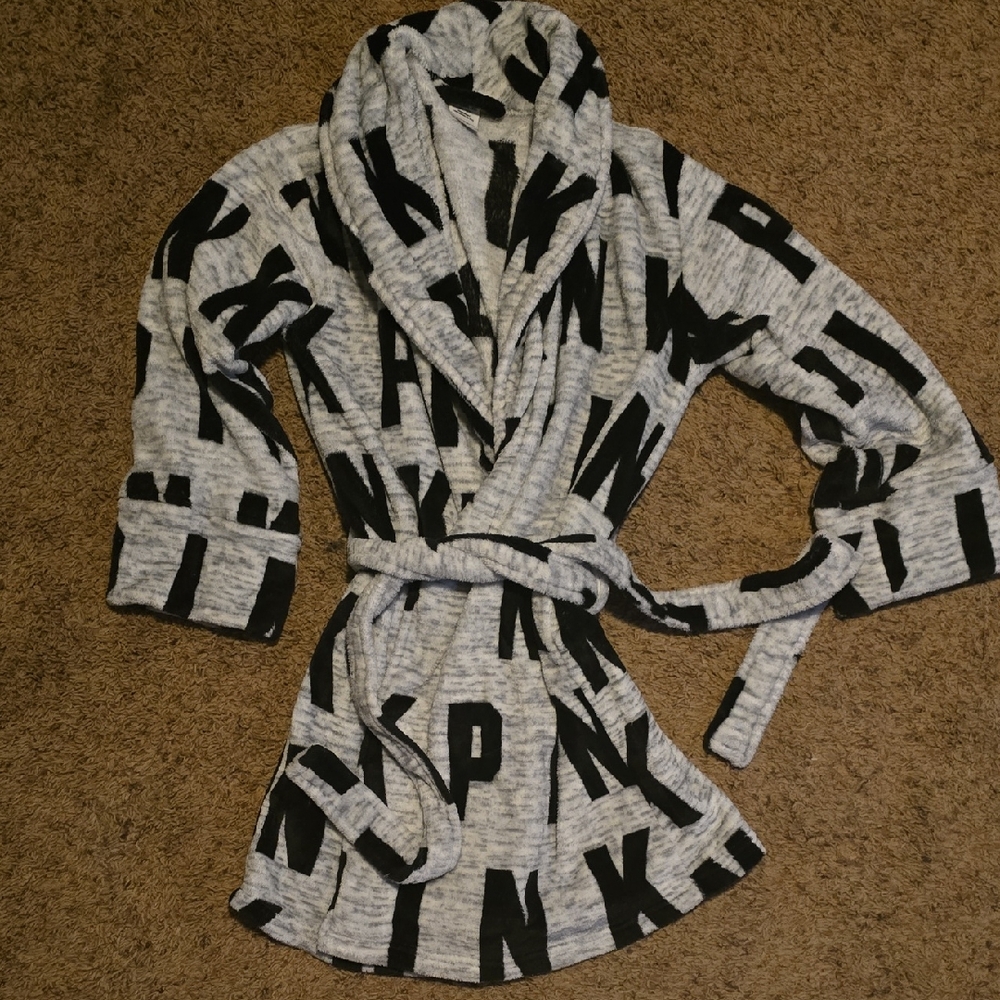 PINK Victoria's Secret Gray and Black Robe